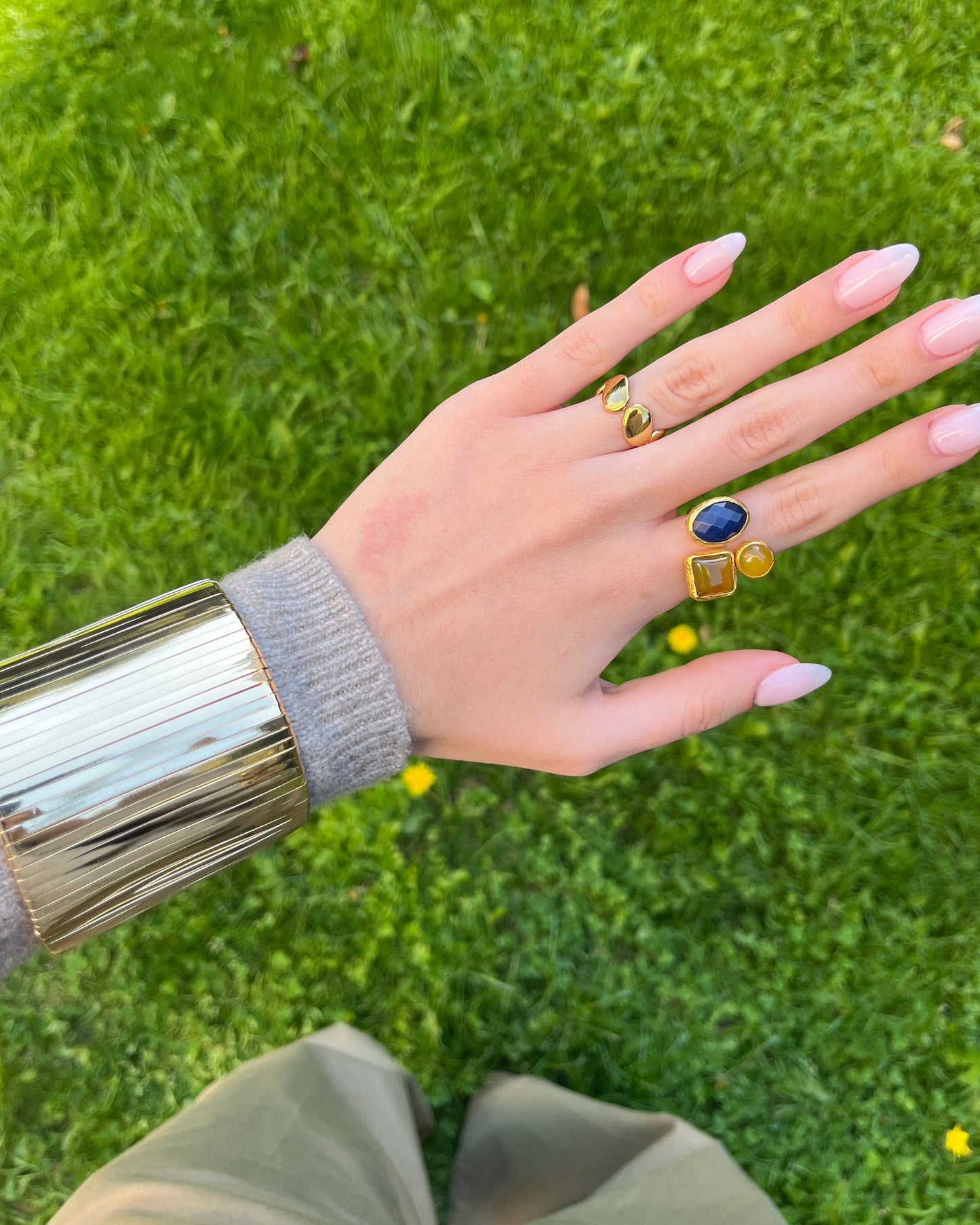 Anillo Triple Piedra Marine