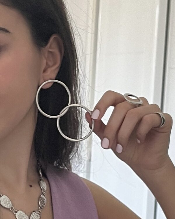 Pendientes Doble Plata