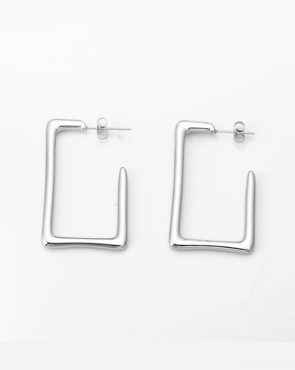 Pendientes Aro Rectangular Plata