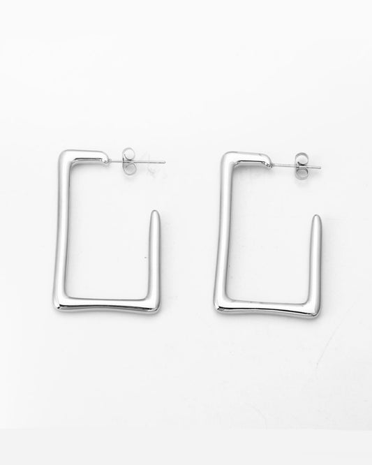 Pendientes Aro Rectangular Plata