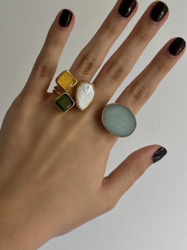 Soft Triple Stone Ring