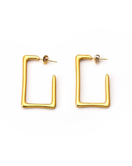 Pendientes Aro Rectangular Oro