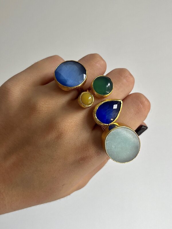 Soft Triple Stone Ring